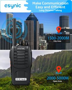 eSynic 3-Pack Rechargeable Walkie Talkies with VOX, Earpieces & LED – 16 Channel Two Way Radios for Adults