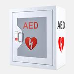 AED Cabinet Metal Steel Plate Wall Mount Storage Cabinet, CMXIKJ with Snap Lock Fits All AED Defibrillators Suitable Emergency at Home, Office, Hospital and Public Places, 14.1 x 7 x 15.7 Inch