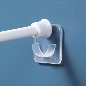 ELMVIA QARB No Drill Curtain Rod Brackets No Drilling Self Adhesive Curtain Rod Holder Hooks Nail Free Adjustable Curtain Rod Hooks Curtain Hangers for Bathroom Kitchen Home Bathroom and Hotel (6PCS)