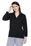 URBANROCK Women Woollen Stylish v-Neck Cardigan Pullover for Winter wear (Large, Black)