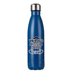 Personalised World's Best Daddy Fathers Day Moustache/Bow Love ANY NAME Funny Gift for Dad Birthday 500 ML-17 OZ Double Walled Insulated Stainless Steel Cola Bottle. (Dark Blue)