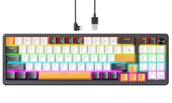 75% Mechanical Gaming Keyboard, Wired Backlit Keyboard with 10 Rainbow Backlit Modes, Red Switch，77 Keys Compact Anti-Ghosting No-Conflict Gaming Wired Keyboard for PC Laptop Mac Gamer