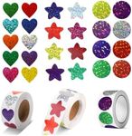 3 Rolls Sparkly Stickers,1 inch Sel