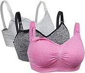 Dreamburn Maternity Nursing Bra 1/2/3 Pack Wireless Seamless Breastfeeding Bras 4 Rows Adjust Hook with Removable Spill Prevention Pads Add Extenders Comfortable