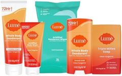 Lume Whole Body Deodorant Starter Pack - Smooth Solid Stick, Invisible Cream Tube, Acidified Body Wash Mini & Deodorant Wipes - Aluminum & Baking Soda Free Odor Control, Skin Loving (Clean Tangerine)