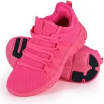 INZCOU Running Shoes Lightweight Tennis Shoes Non Slip Gym Workout Shoes Breathable Mesh Walking Sneakers Fluorescent Pink 11women / 10men