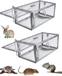 UNIQU Humane Rat Trap 2 pack, Chipmunk Rodent Trap That Work for Indoor and Outdoor Small Animal - Mouse Voles Hamsters Live Cage Catch and Release