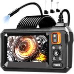 Endoscope Camera with Light, Dual Lens Borescope, 1080 HD Inspection Camera, 8 mm IP67 Waterproof Camera, Sewer Camera with 4.3" LCD Screen, 50FT Semi-Rigid Cable, Gadgets for Men