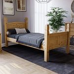 Vida Designs Corona Single Bed, 3 ft, High Foot End Bed Frame, Solid Pine Wood