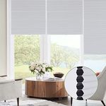 Bliwans Cordless Cellular Shades Honeycomb Blinds, Blackout, Pull Down Honeycomb Blinds for Windows, Perfect for Office, Bedroom, Kitchen 20" W X 48" H, White