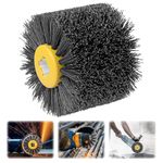 Shineboc Abrasive Nylon Wire Drawing Brushes, 240Grit 120x100mm Wheel Drum Burnishing Tool Polishing Brush Wooden Wheels for Wood Furniture Working Surface Conditioning Tool (240 Grit)