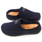 Zigzagger Men's Western Style Warm Memory Foam Indoor Outdoor House Slippers, Navy, 8-9 UK / 9-10 D(M) US