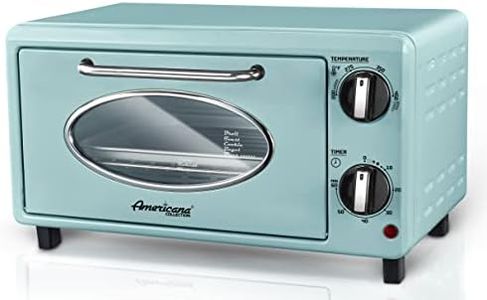 Elite Gourmet by Maximatic Americana Collection ETO147M Diner 50’s Retro Countertop Toaster oven, Bake, Toast, Fits 8” Pizza, Temperature Control & Adjustable 60-Minute Timer 1000W, 2 Slice, Mint