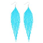 Samiyack Native Long Beaded Earrings – Bohemian Large Handmade Beaded Tassel Chandelier Dangle Earrings, Boho Big Mexican Tribal Seed Bead Fringe Drop Earrings for Women, Zinc, No Gemstone