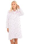 Suzy & Me Ladies 100% Brushed Cotton Winceyette Nightdress. Short Length (Pink 16-18)