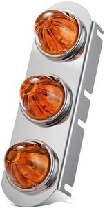 Partsam 1Pcs Radius-Style 15" Front Air Cleaner Light Bar with 3Pcs Glass Watermelon Lights, Stainless Steel Bracket, Compatible with Peterbilt Kenworth Freightliner Trucks, Amber Lens