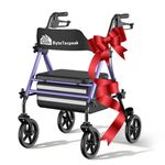 ByteTecpeak Rollator Walkers for Seniors with Seat,Foldable Rolling Walker with Brakes,Adjustable Upright Walker Support 330lbs,8" Anti-slip Big Wheels,Lightweight Walker Wheelchair Combo with Bag