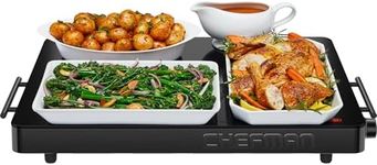 Chefman Electric Warming Tray with Adjustable Temperature Control, Perfect For Buffets, Restaurants, Parties, Events, and Home Dinners, Large 21” x 16” Glass-Top Surface Keeps Food Hot – Black