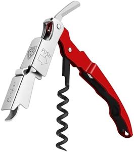 CORKAS Wine Key - Professional Handcrafted Heavy Duty Waiter Corkscrew, Compact Wine Opener with Double Hinged, Foil Cutter and Bottle Opener, Gifts for Servers, Sommelier, Bartenders - Red