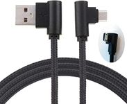 Mr. Gadget's Solutions Right Angle Micro USB Cable, Nylon Braided 90 Degree USB A to Micro B Charging & Data Sync Cable for All Micro USB Devices - 2 Meters - Black