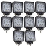 AUXTINGS 10 Pieces 4 inch 27W Flood LED Work Light Bar Square Off road Trucks SUV Driving Fog Lights,DC 12V 24V Waterproof