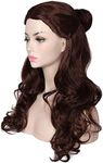 ColorGround Women’s Long Wavy Brown Prestyled Cosplay Costume Wig with Detachable Bun