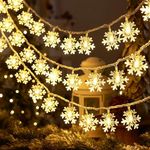 PESCA Snow Flake String Lights for Indoor Outdoor Decoration Diwali Light for Party Birthday Diwali Christmas Navratri Valentine Gift Home Decoration Light (30 Meter 200 LED, Warm White)