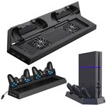 EEEKit Cooling Fan for PS4, PS4 Stand Cooler with Dual Controllers Charging Dock and 2 Fans Cooling Station with USB HUB