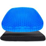 Wenisuow Gel Seat Cushion with Cover, Double Thick Egg Seat Cushion Cool Breathable Lumbar Support Chair Cushion Large Size Chair Gel Cushion for Car/Office/Home/Wheelchair (Light Blue)