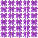 CN 30PCS 8" Large Cheer Bows, Cheerleading Bows Ponytail Holder for Girls, Grosgrain Ribbon Purple Cheer Hair Bows with Elastic Hair Tie for Cheerleader College Sports Softball Competition