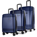 Bugatti Nashville Collection 3 Piece Hard Shell Luggage Set, Expandable Suitcases with 360-Degree Spinner Wheels, Retractable Handle, 20 Inch Carry On, 24 Inch Mid-Size, 28 Inch Large Bags, Navy