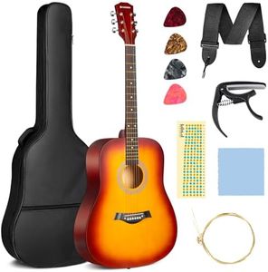 CAHAYA Full Size Acoustic Guitar 41 Inch Kit with Strings, Bag, Strap, Picks, Tuner, Stickers Model CY0355