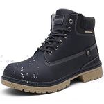 Snow Boots Womens Mens Winter Flat Ankle Booties Warm Fur Lined Fashion Combat Leather Shoes Casual Sneakers Work Walking Hiking Lace Up Outdoor