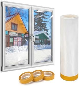 AGHITG Window Insulation Kit ,63"(W) x 393 "(L) Window Plastic for Winterizing for Winter,Clear Window Sealer for Winter with Double-Side Tape