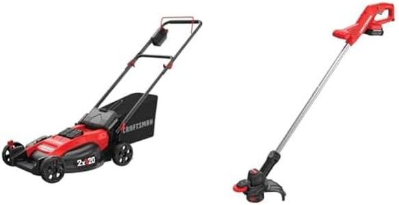 CRAFTSMAN CMCMW220P2 V20* 2x20V 20 in. Brushless Cordless Push Mower & Weedwacker V20 10-in Cordless String Trimmer with Automatic Spool Feed and Edge Roller (CMCST915C1-CA)