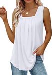 Naivikid Summer Tank Tops for Women Loose Fit Square Neck Womens Tops Flowy White XL