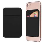 OBVIS Cell Phone Pocket Self Adhesive Card Holder Stick On Wallet Sleeve with Adhesive ID Credit Card ATM Card Holder for iPhone Android 2 PACK BLACK