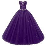 Likedpage Women's Sweetheart Ball Gown Tulle Quinceanera Dresses Prom Dress (US12, Purple) …