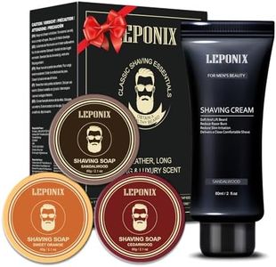 Shaving Soap - Includes 3 Shaving Soap for Men & Sandalwood Shaving Cream for Smooth Wet Shave - Shaving Soap Puck Kit Scented Sandalwood/Cedar/Sweet Orange - Gift Sets for Men Him Stocking Fillers