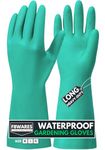 F8WARES 15 Inch Long Thick and Heavy Duty Reusable Nitrile Gardening Gloves - Waterproof Garden Gloves for Gardening Work, Home Garden and Farming Pack 1 Pair Medium