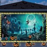 Preboun Halloween Garage Door Banner Cover 6 x 13 ft Halloween Garage Door Decorations Scary Cemetery Halloween Pumpkin Garage Door Backdrop Outdoor