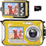 4K 11FT Underwater Camera with 32GB Card Waterproof Camera 56MP Autofocus Dual-Screen Selfie for Snorkeling Compact Floatable Point and Shoot Digital Camera 1250mAh Battery Type-C