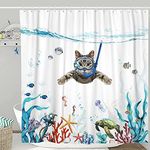 Fowocu Funny Cat Shower Curtain Set