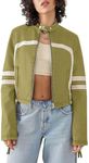 Saodimallsu Women’s Faux Leather Jackets Zip Up Stand Collar Cropped Motocross PU Coats