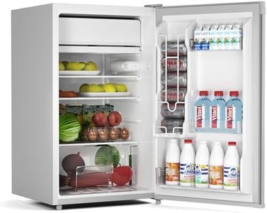 4.3 Cu.Ft Mini Fridge With Freezer, Single Door Mini Fridge w/7 Settings Temperature Adjustable, Mini Refrigerator for Apartment, Bedroom, Office, Dorm, Grey