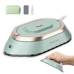 Newbealer Travel Iron with Dual Voltage - 120V/220V Mini Dry Iron for Clothes (No Steam), Non-Stick Ceramic Soleplate, 302℉ Heat Press Machine for Quilting & Sewing, 0.95lbs Lightly (Green)