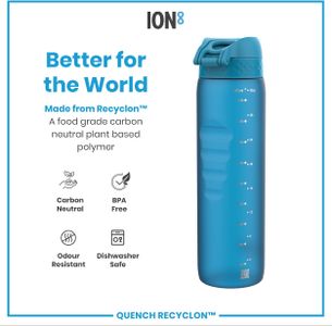 Ion8 1L Water Bottle – Leak Proof Flip Lid, BPA Free, Blue