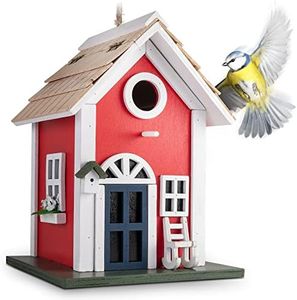 GARDIGO® Maison d'Oiseaux - Nichoir en Forme de Maison de Campagne | Abris d'Oiseau Décorative à Suspendre pour Jardin, Balcon, Terrasse I Nichoir Maisonnette d'Oiseaux au Style Suédois.
