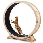 Decent Vrvege Cat Wheel Treadmill for Indoor Cats, 43 inch Large Wooden Cat Exercise Running Wheel, Wood Cat Exerciser Easy Assembly and Sturdy for Cats Weight Loss and Health
