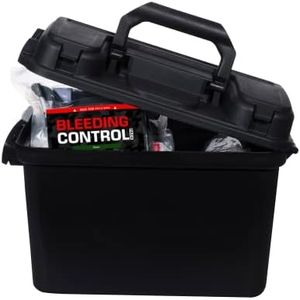 MediTac Bleeding Control Kit in Plastic Case, 4 Individual Vacuum-Sealed Kits for Bystanders and First Responders to Control Severe Bleeding